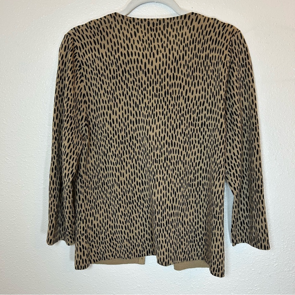 Garnet Hill Animal Print Cardigan L Merino Wool Preppy Old Money Librarian - Picture 4 of 5